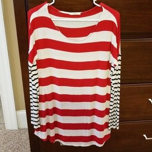 Mon Ami, red, white and navy tunic size medium
